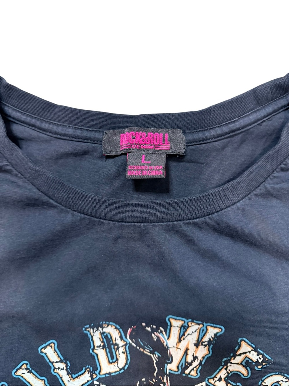 Rock & Roll Denim Wild West Cowboy Club Graphic Tee Size Large Western Rodeo - Picture 5 of 8